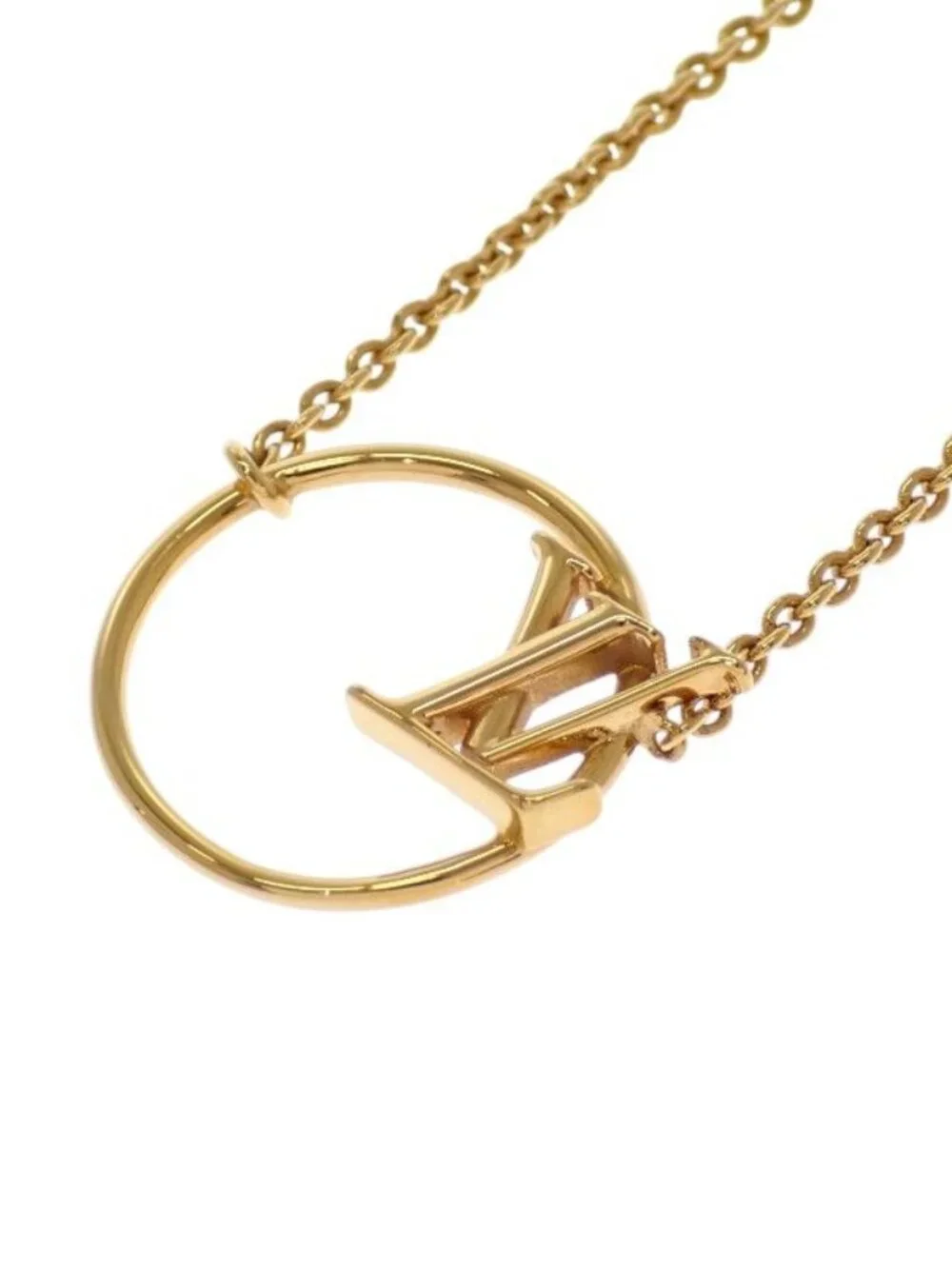 Louis Vuitton LV Eclipse Necklace Collier Metal Gold Logo - Picture 5 of 12